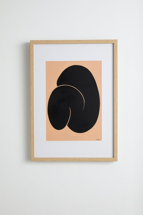 Marie Hiot's oil on paper Nala, is from the Femme Nuages series. Framed original artwork. Affordable art